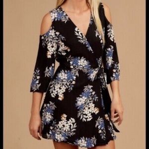 NWT Altar’d State Chania floral wrap cold shoulder dress